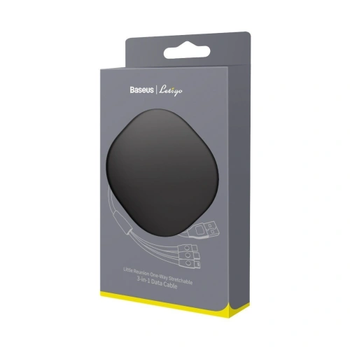 Zwijany kabel USB 3w1 Baseus Let\'s go Little Reunion, Lightning / USB-C / micro USB, 3A, 0,85m (żółto-szary)